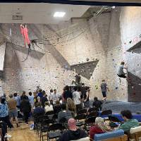 wide angle view of competitors and spectators at the event